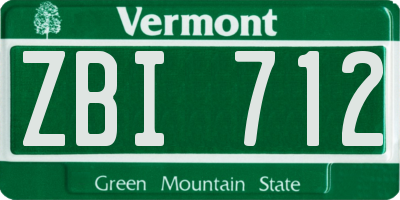 VT license plate ZBI712