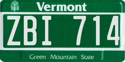 VT license plate ZBI714
