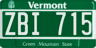 VT license plate ZBI715