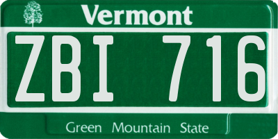 VT license plate ZBI716
