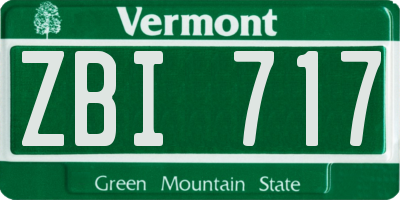 VT license plate ZBI717