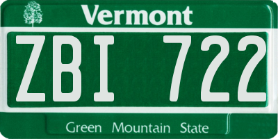 VT license plate ZBI722