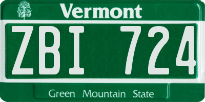 VT license plate ZBI724