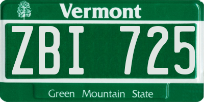 VT license plate ZBI725