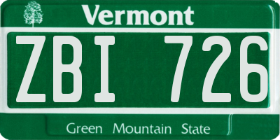 VT license plate ZBI726