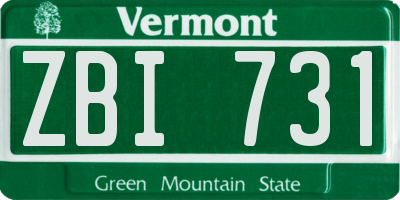 VT license plate ZBI731