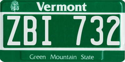 VT license plate ZBI732