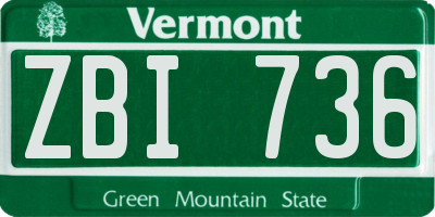 VT license plate ZBI736
