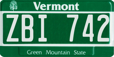 VT license plate ZBI742