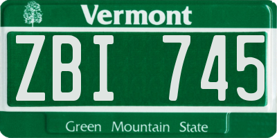 VT license plate ZBI745