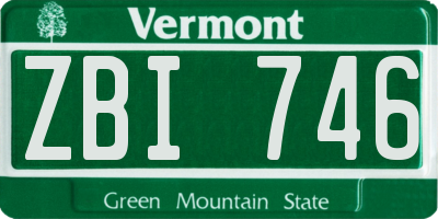 VT license plate ZBI746