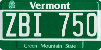 VT license plate ZBI750