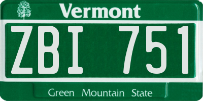 VT license plate ZBI751