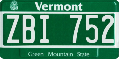 VT license plate ZBI752