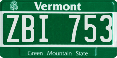 VT license plate ZBI753
