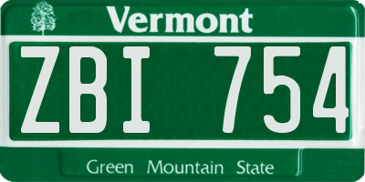VT license plate ZBI754
