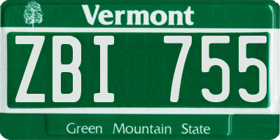 VT license plate ZBI755