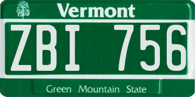 VT license plate ZBI756