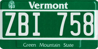 VT license plate ZBI758