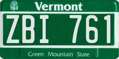 VT license plate ZBI761