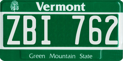 VT license plate ZBI762