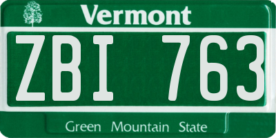 VT license plate ZBI763