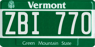 VT license plate ZBI770