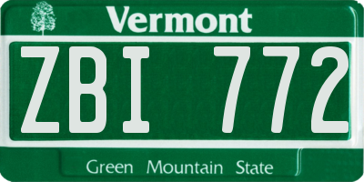 VT license plate ZBI772
