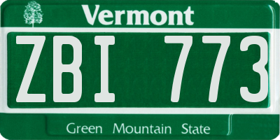 VT license plate ZBI773