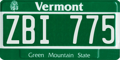 VT license plate ZBI775