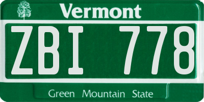 VT license plate ZBI778