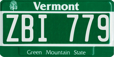 VT license plate ZBI779