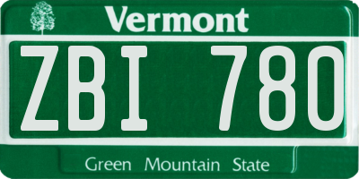 VT license plate ZBI780