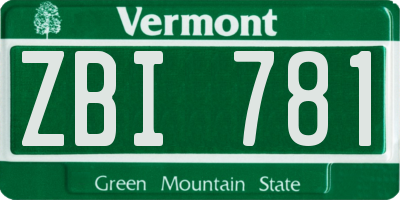 VT license plate ZBI781