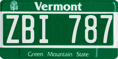 VT license plate ZBI787