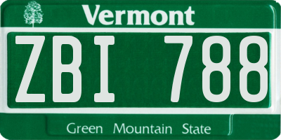 VT license plate ZBI788