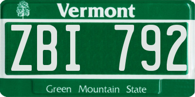 VT license plate ZBI792