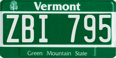 VT license plate ZBI795