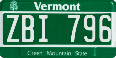 VT license plate ZBI796