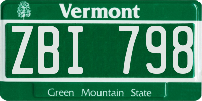 VT license plate ZBI798