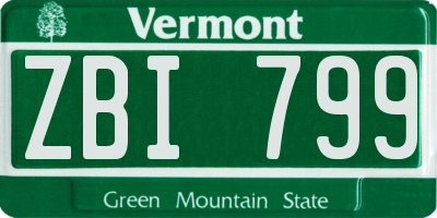 VT license plate ZBI799