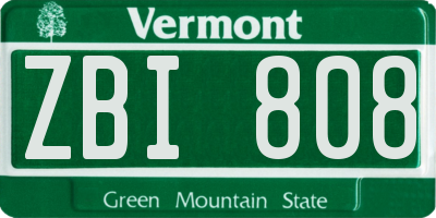 VT license plate ZBI808