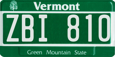 VT license plate ZBI810
