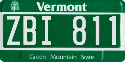 VT license plate ZBI811
