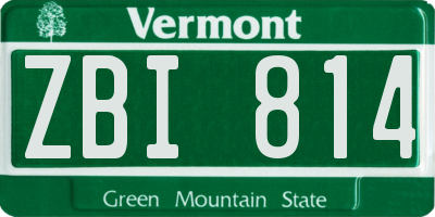 VT license plate ZBI814