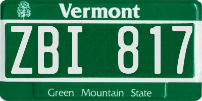 VT license plate ZBI817