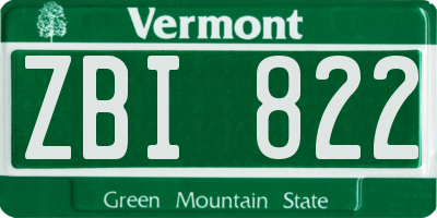 VT license plate ZBI822