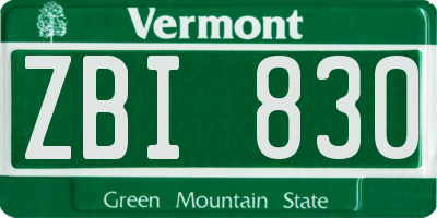 VT license plate ZBI830