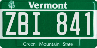 VT license plate ZBI841