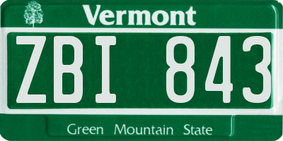 VT license plate ZBI843